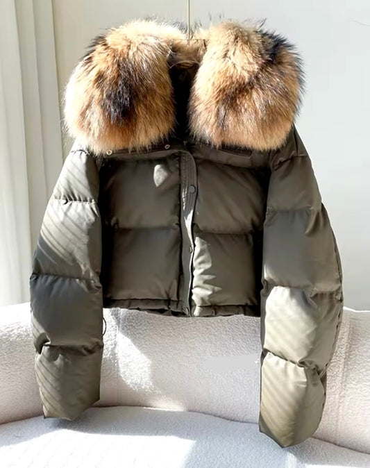 ‘Scarlett’ Real Raccoon Fur Puffer Jacket