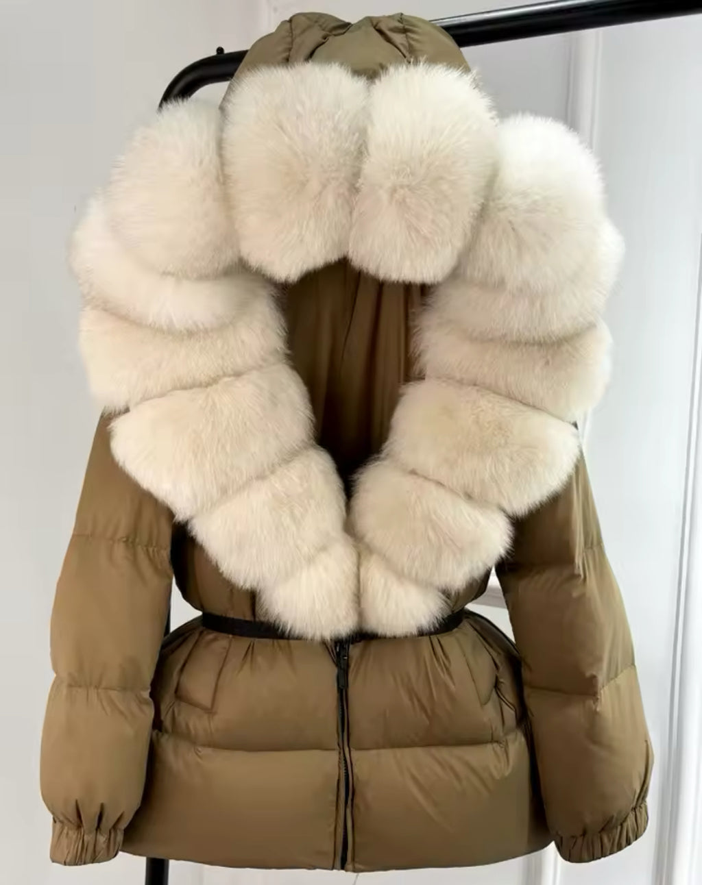 ‘Lucia’ Hooded Fox Fur Puffer Jacket