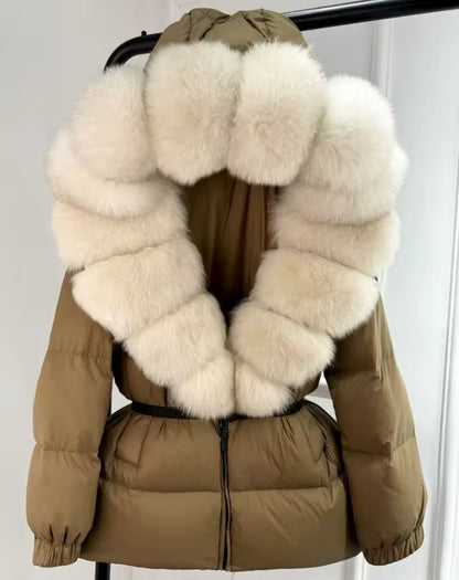 ‘Lucia’ Hooded Fox Fur Puffer Jacket