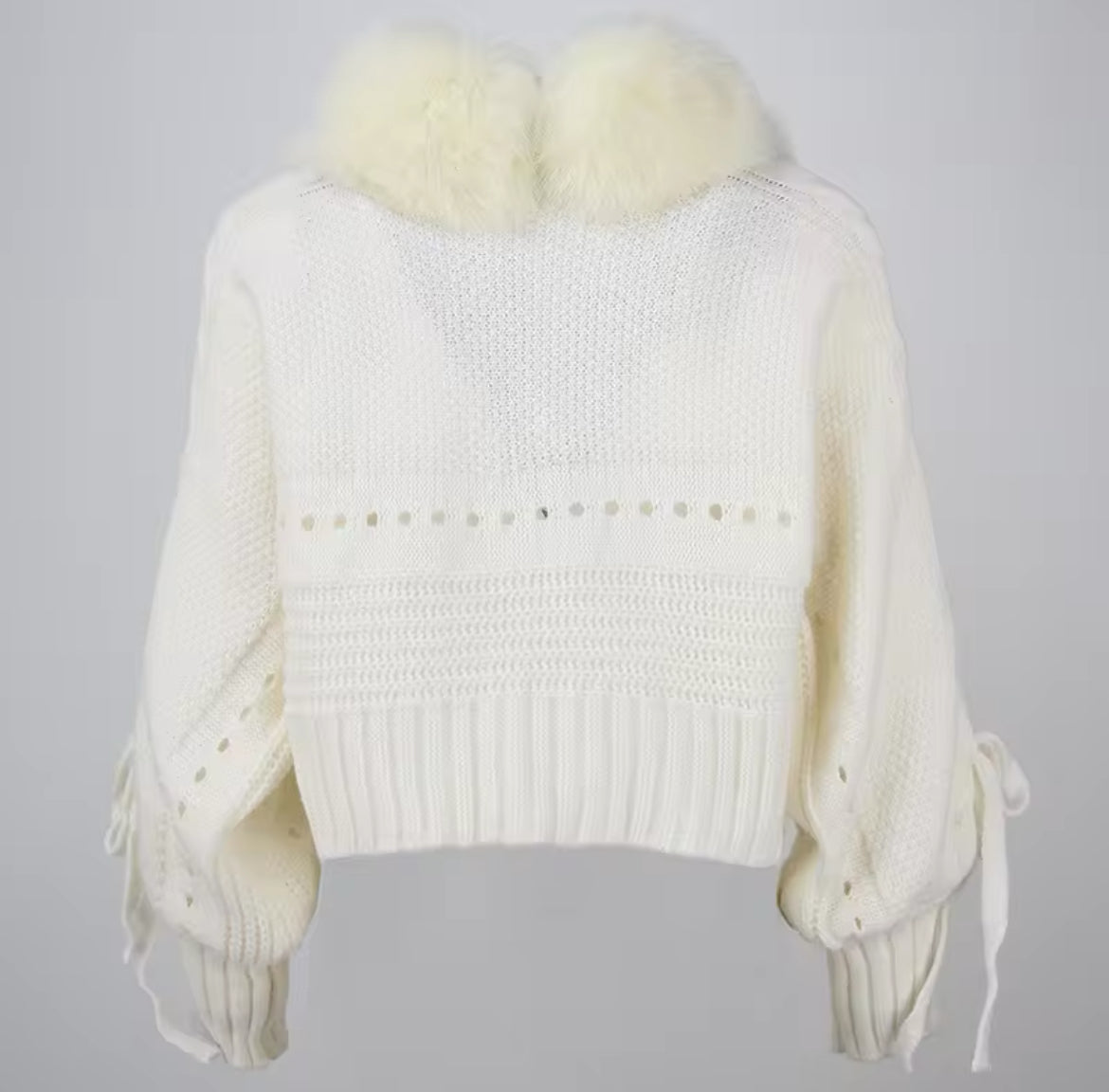 Fox Fur Trim Knitted Cardigan