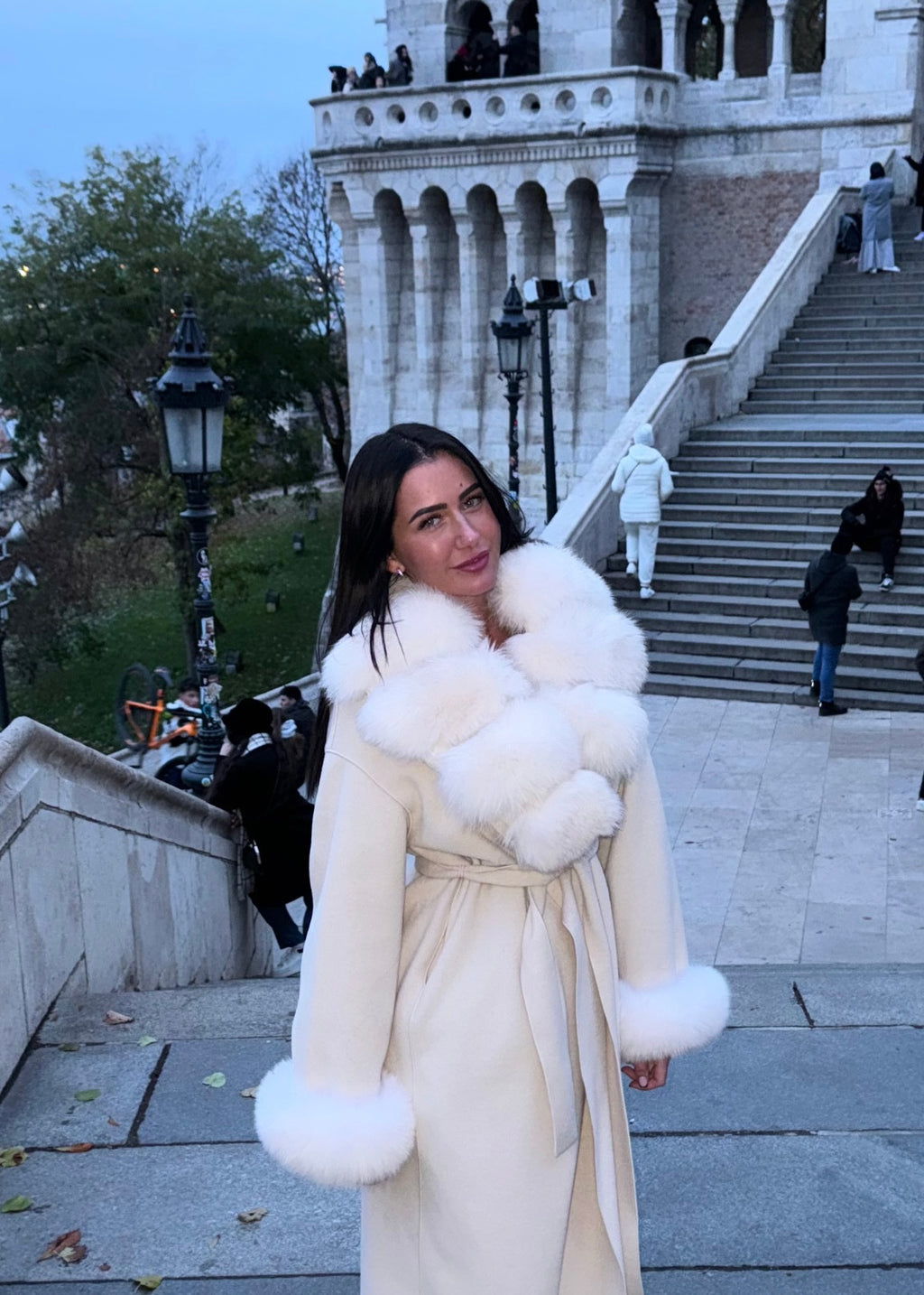 ‘Dolcie’ Long Fox Fur Trim Coat