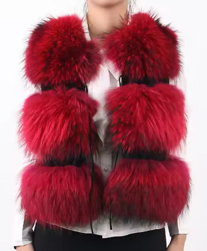 Raccoon 3 Row Fur Gilet [5/9 Day Delivery]