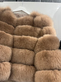 ‘Deep Camel’ Premium 8 Row Full Sleeve Fox Fur Coat (10/18 Day Delivery)