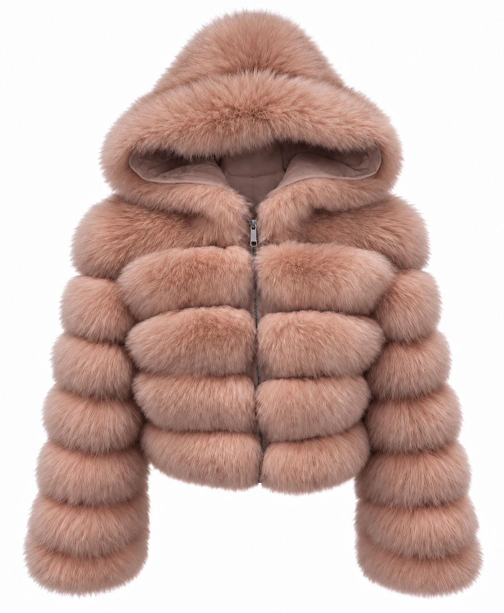 Premium Hooded Full Sleeve Fox Fur Coats