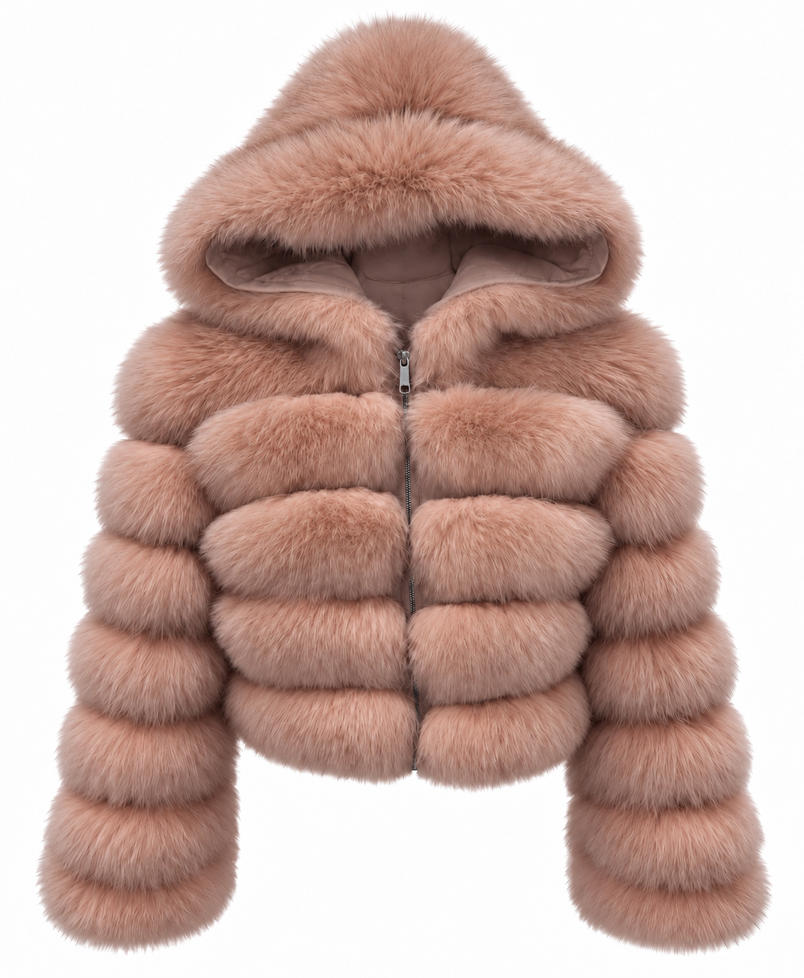 Premium Hooded Full Sleeve Fox Fur Coats