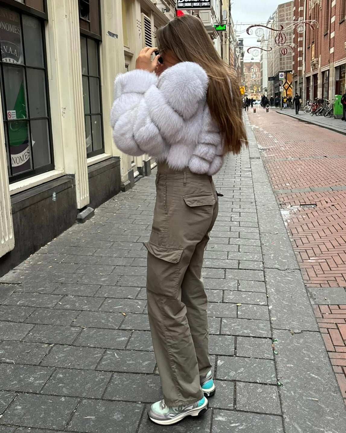 Vertical Premium Full Sleeve Fox Fur Coat (10/18 Day Delivery)