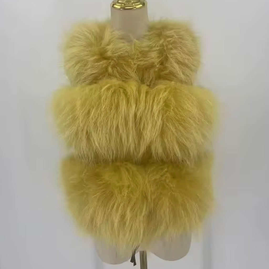 Raccoon 3 Row Fur Gilet [5/9 Day Delivery]