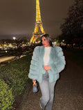 Premium Vertical Long Full Sleeve Fox Fur Coats