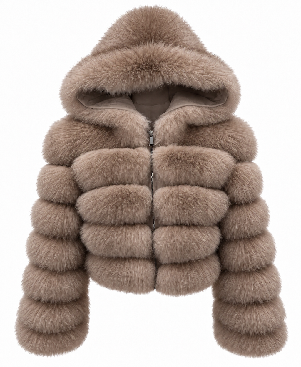 Premium Hooded Full Sleeve Fox Fur Coats