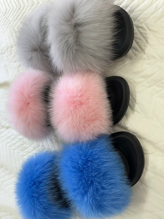 Fox Fur Sliders IN STOCK