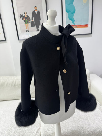 ‘Beaumont’ Wool Fox Fur Cuff Jacket
