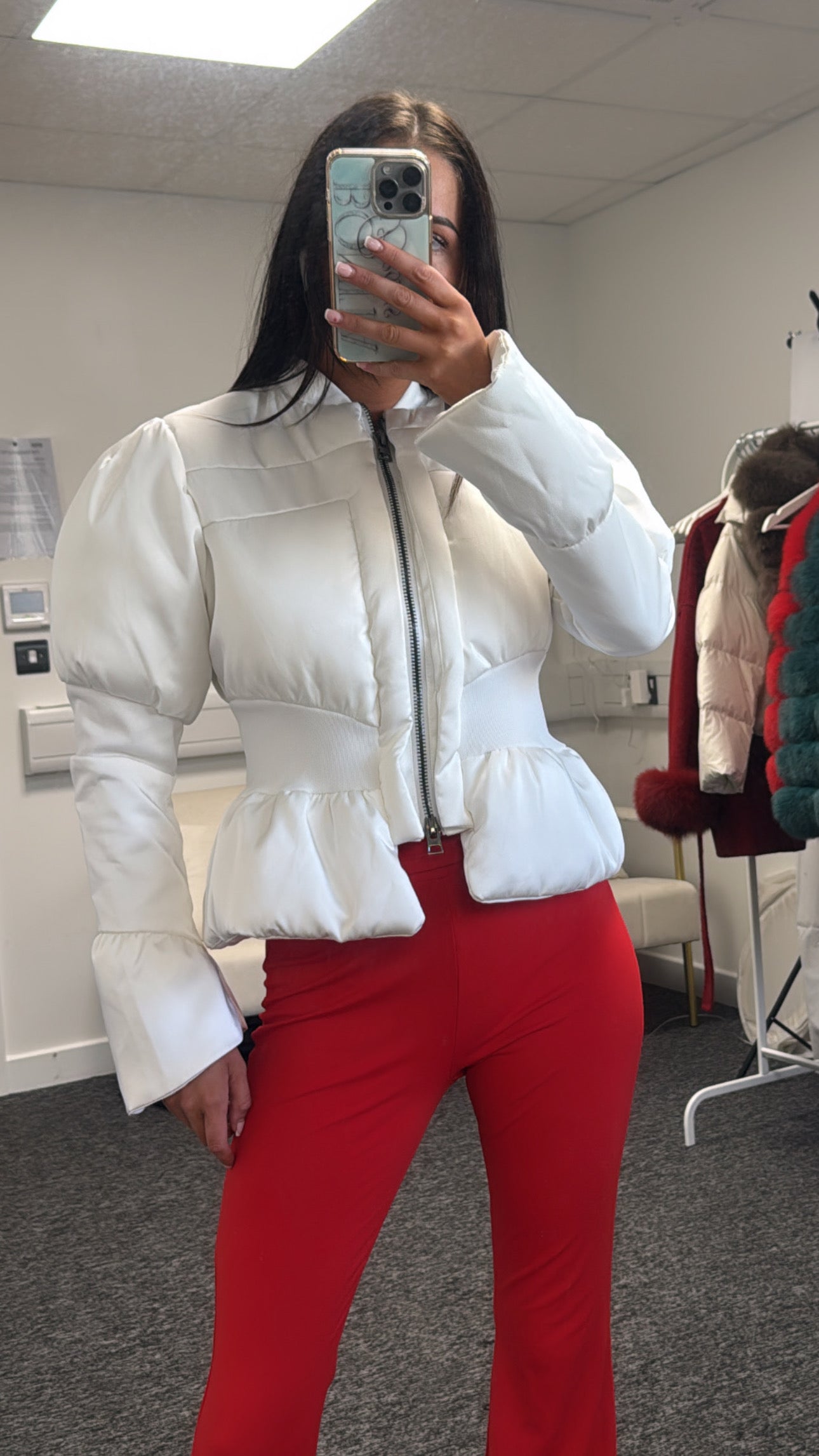 ‘Nellie’ White Structured Puffer Jacket IN STOCK