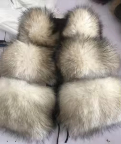Raccoon 3 Row Fur Gilet [5/9 Day Delivery]
