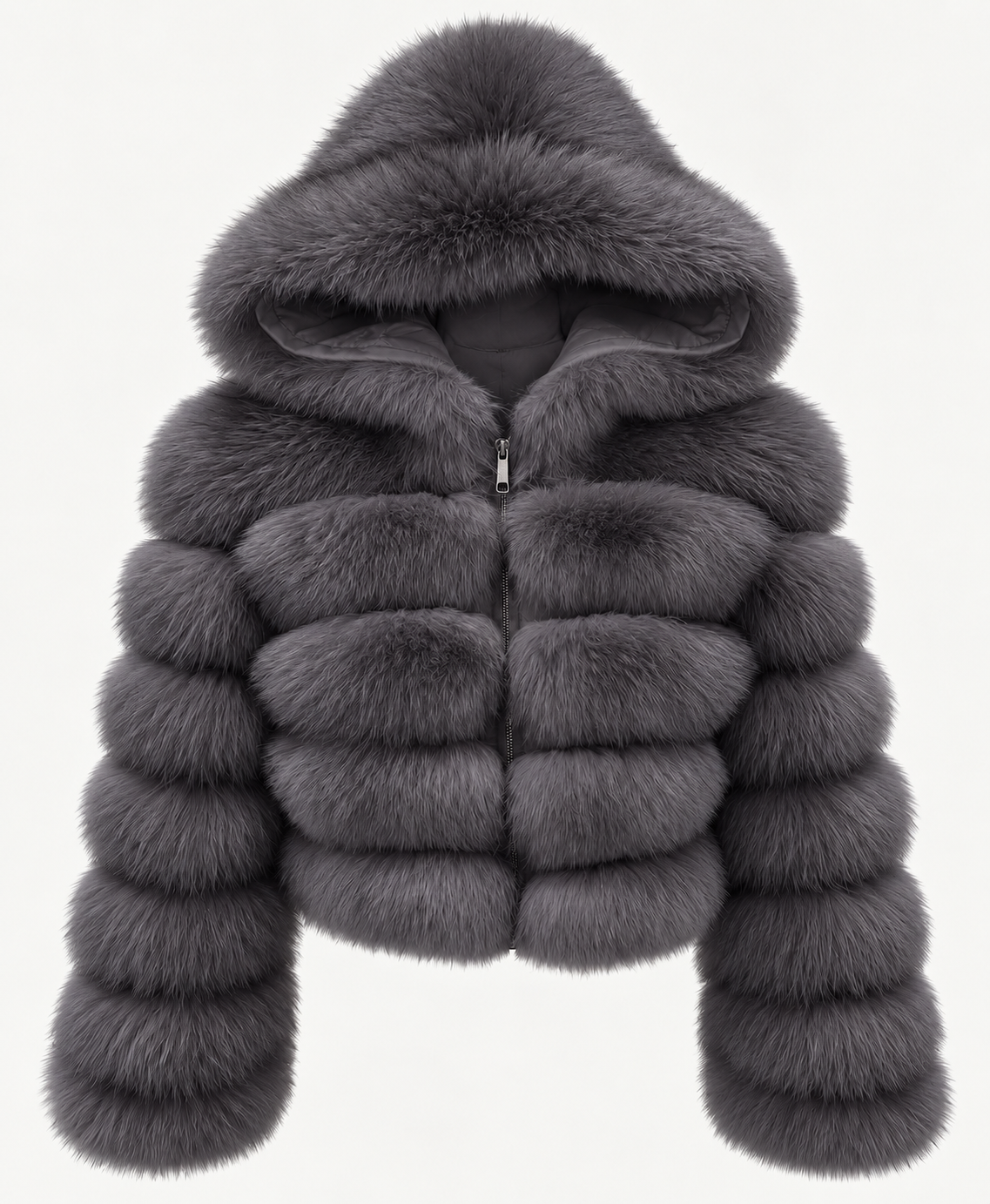 Premium Hooded Full Sleeve Fox Fur Coats