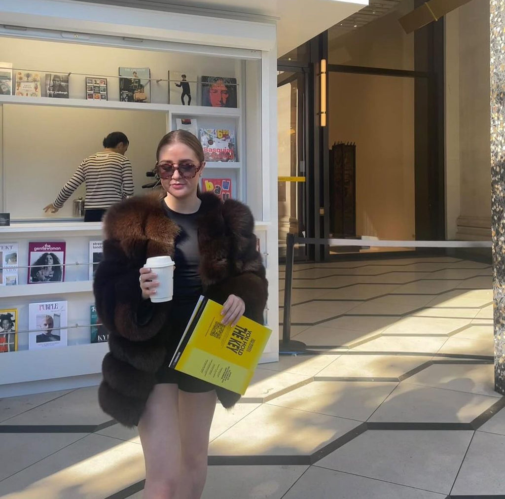 ‘Powder Blue’ Premium 8 Row Full Sleeve Fox Fur Coat (10/18 Day Delivery)