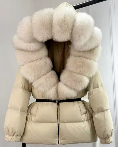 ‘Lucia’ Hooded Fox Fur Puffer Jacket