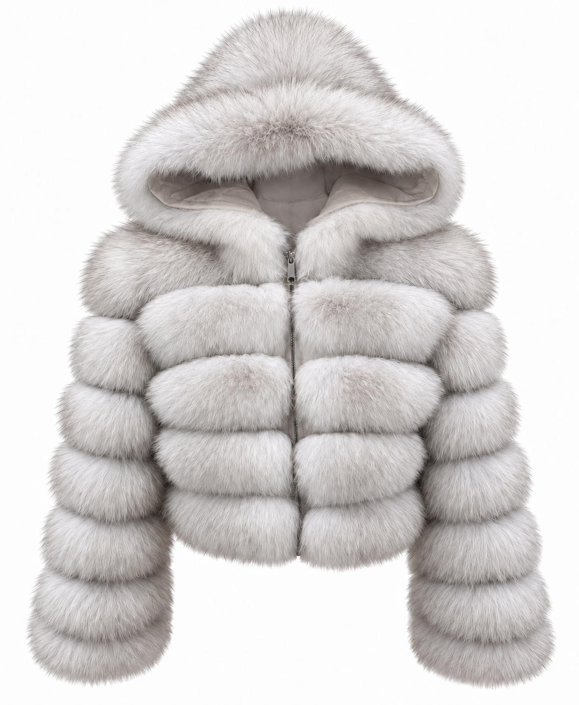 ‘Candyfloss Pink’ Premium Hooded Full Sleeve Fox Fur Coat (10/18 Day Delivery)