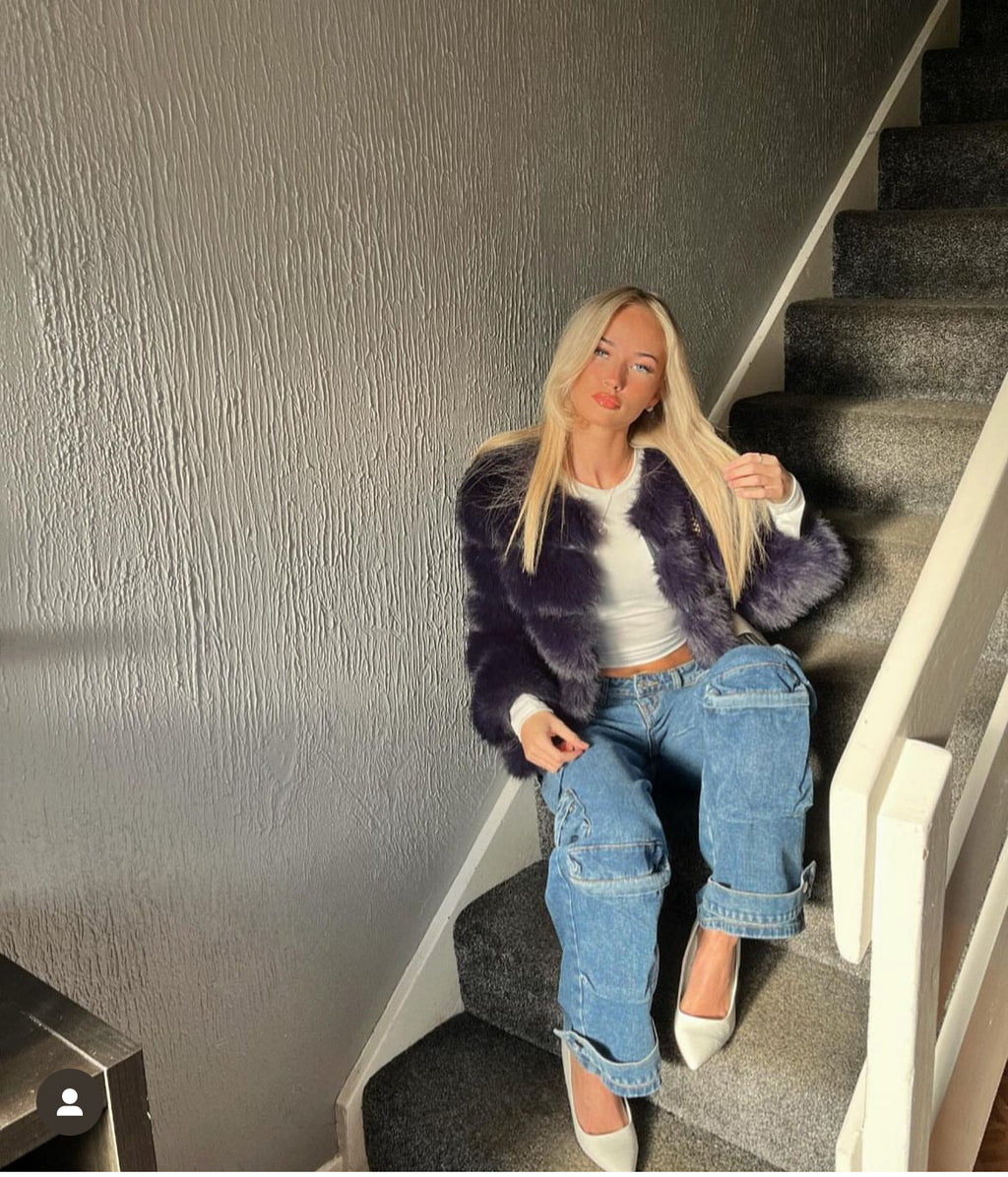 Faux Fur 5 Row Cropped Sleeve Jacket [2/4 Week Delivery]