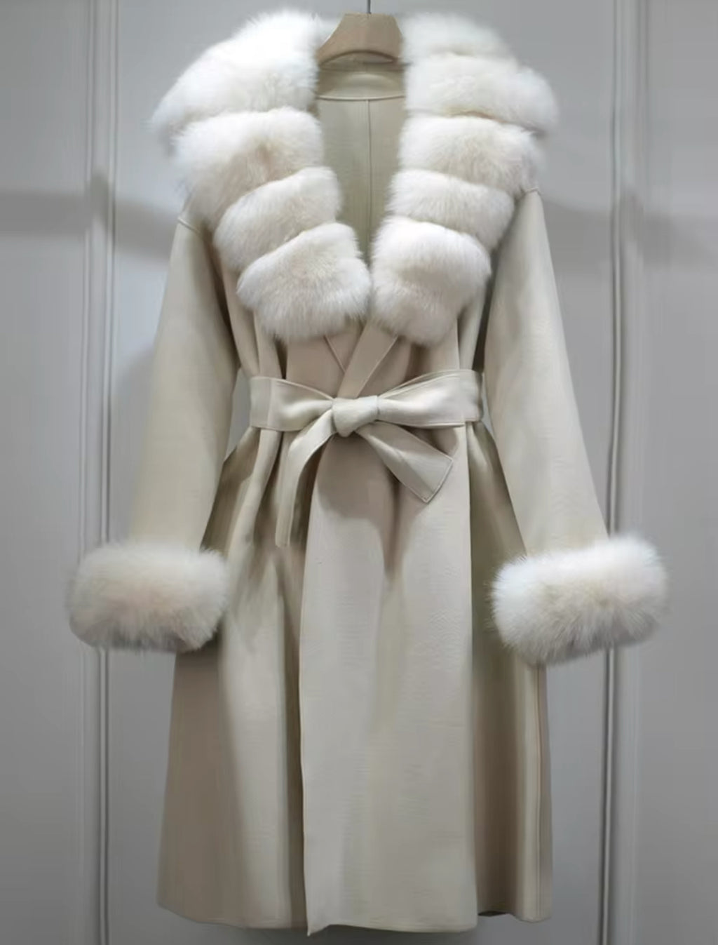 ‘Dolcie’ Long Fox Fur Trim Coat