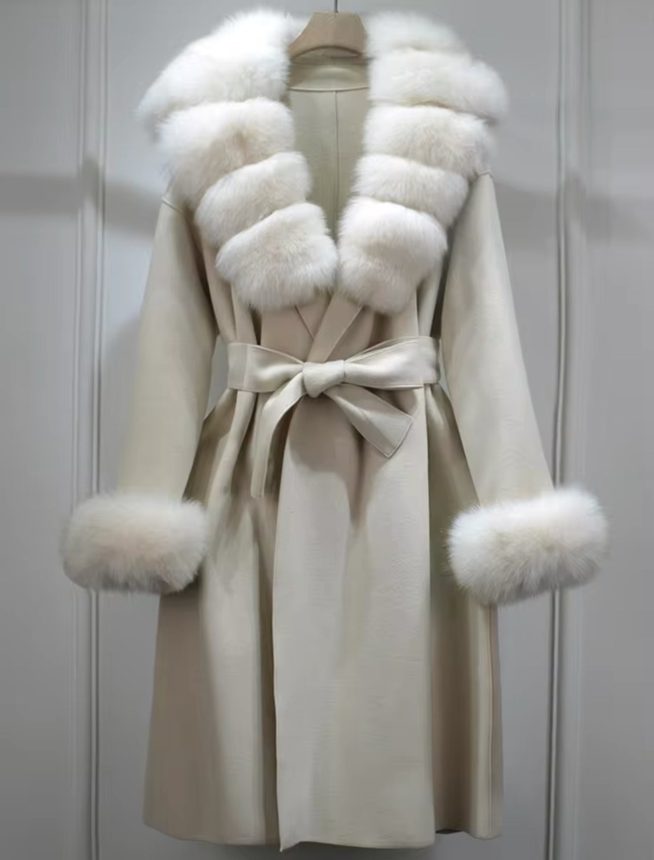 ‘Dolcie’ Long Fox Fur Trim Coat