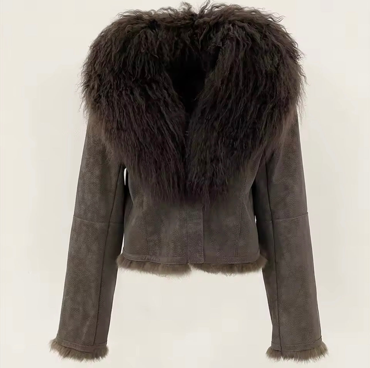 ‘Maisie’ Mongolian Fur Collar Jacket