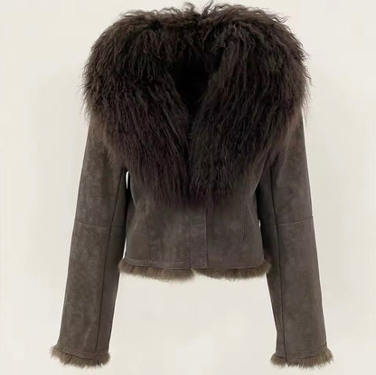 ‘Maisie’ Mongolian Fur Collar Jacket