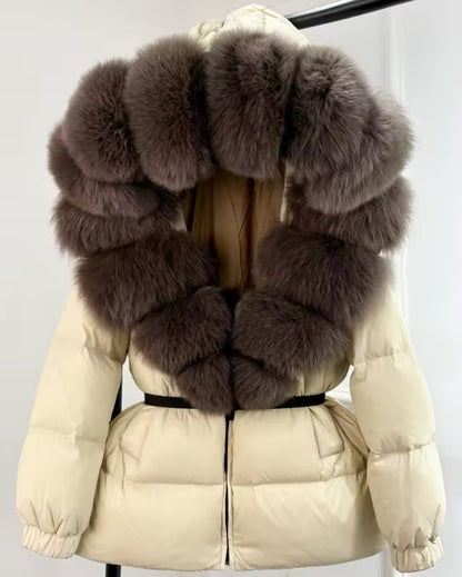 ‘Lucia’ Hooded Fox Fur Puffer Jacket