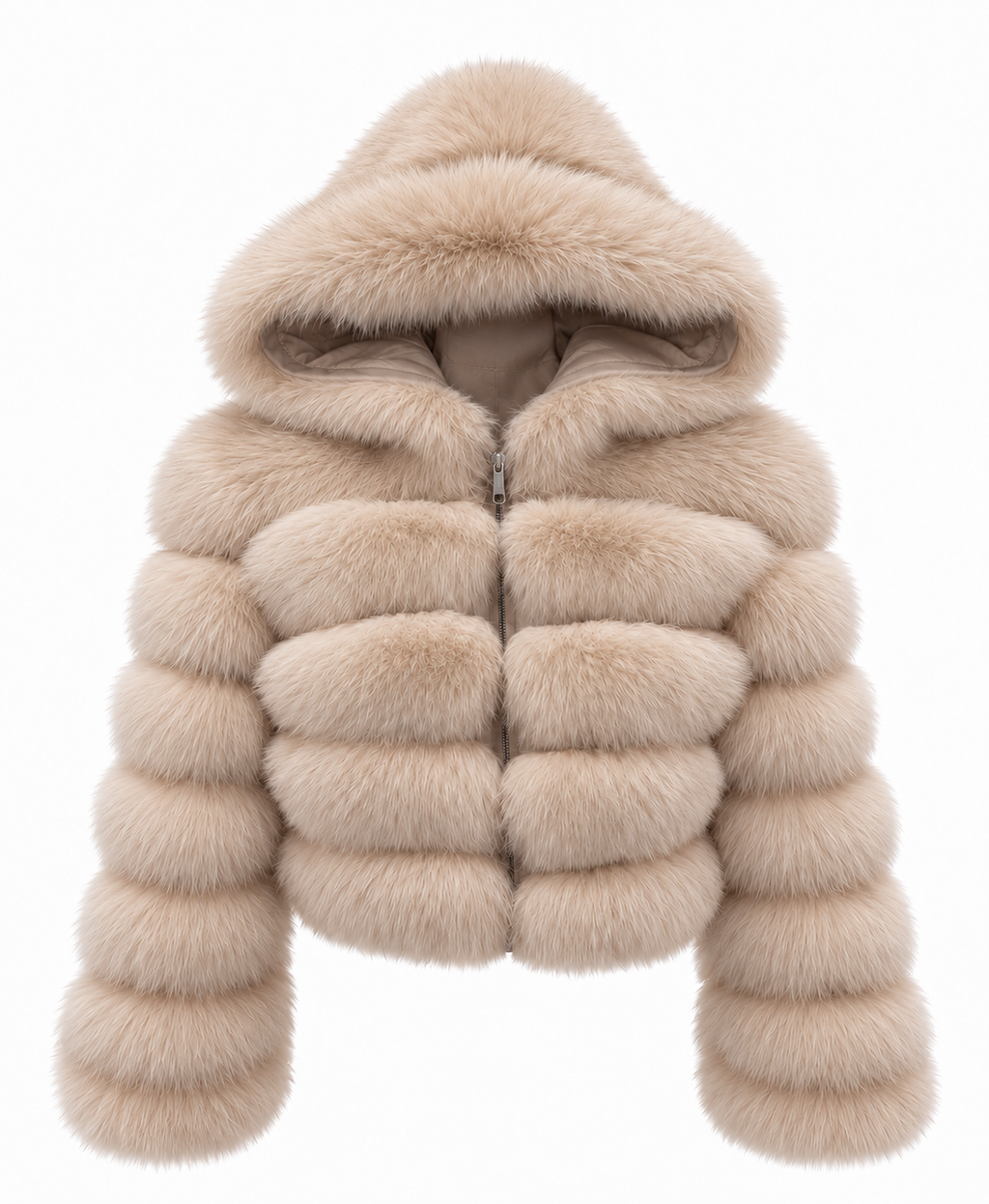 Premium Hooded Full Sleeve Fox Fur Coats