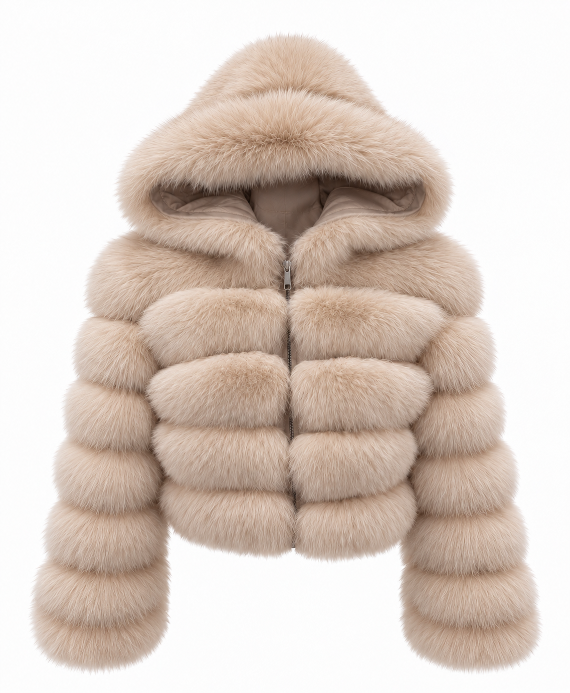 Premium Hooded Full Sleeve Fox Fur Coats