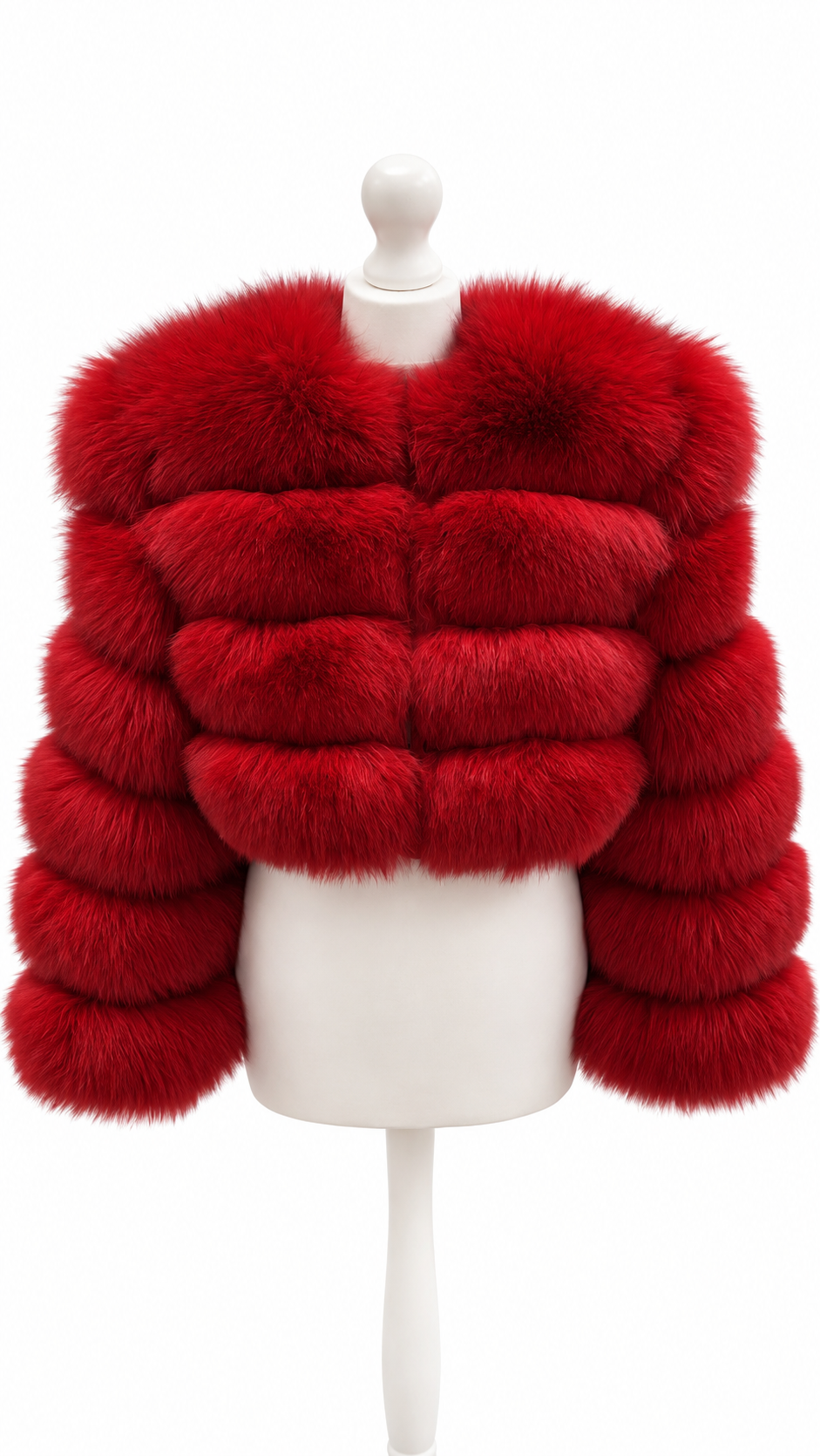 Premium Extreme Cropped Body Full Sleeve Fox Fur Coat (10/18 Day Delivery)