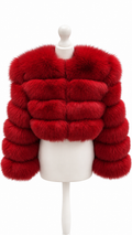 Premium Extreme Cropped Body Full Sleeve Fox Fur Coat (10/18 Day Delivery)
