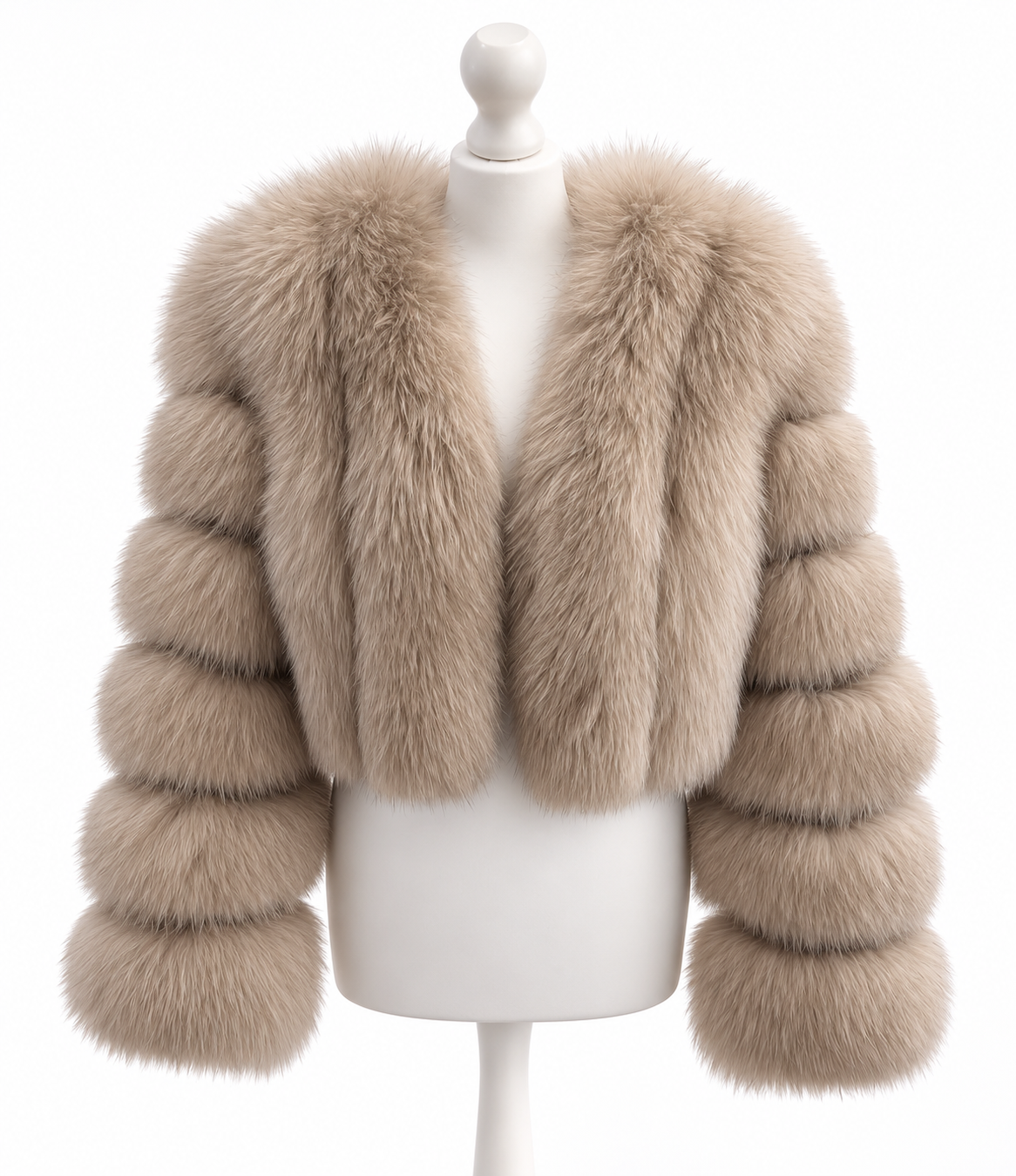 Vertical Premium Full Sleeve Fox Fur Coat (10/18 Day Delivery)