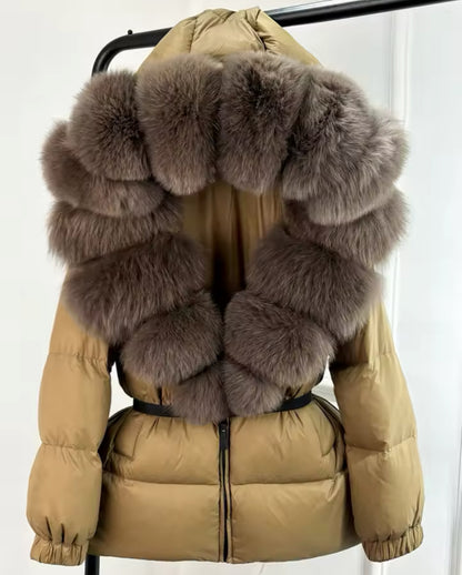 ‘Lucia’ Hooded Fox Fur Puffer Jacket