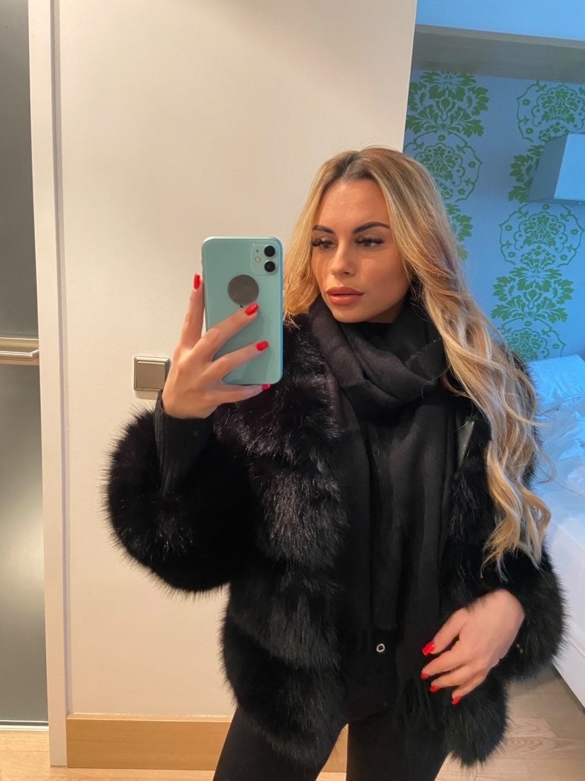 Faux Fur 5 Row Cropped Sleeve Jacket [2/4 Week Delivery]