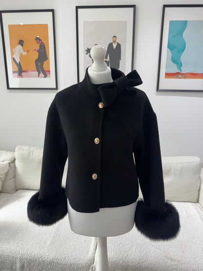 ‘Beaumont’ Wool Fox Fur Cuff Jacket