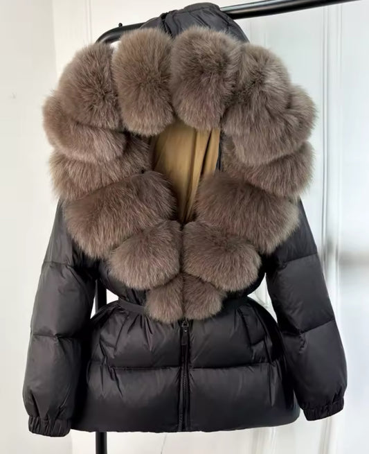 ‘Lucia’ Hooded Fox Fur Puffer Jacket