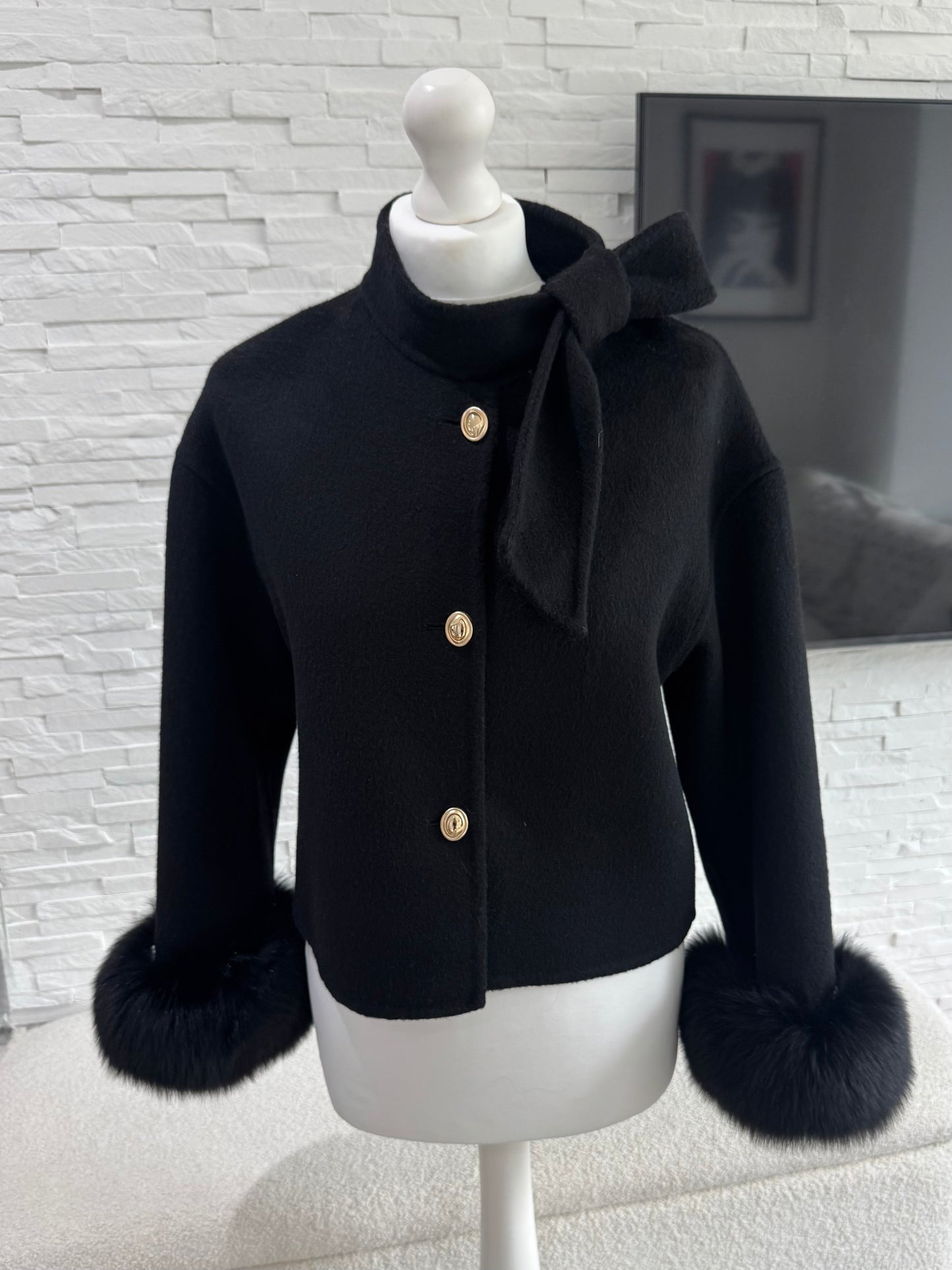 ‘Beaumont’ Wool Fox Fur Cuff Jacket
