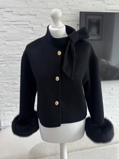 ‘Beaumont’ Wool Fox Fur Cuff Jacket