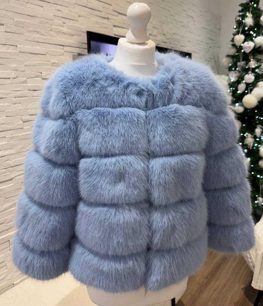 Faux Fur 5 Row Cropped Sleeve Jacket [2/4 Week Delivery]