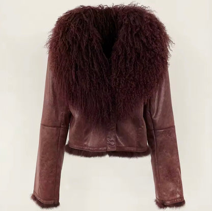 ‘Maisie’ Mongolian Fur Collar Jacket