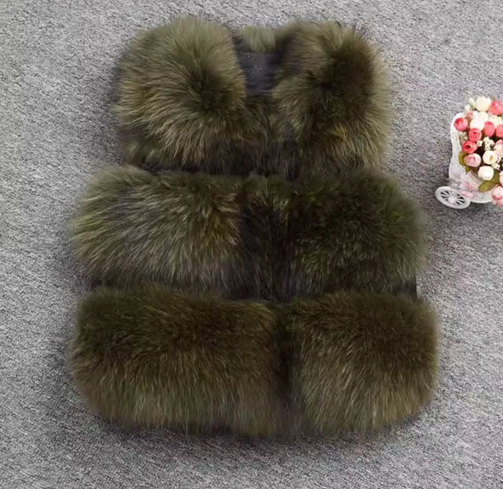 Raccoon 3 Row Fur Gilet [5/9 Day Delivery]