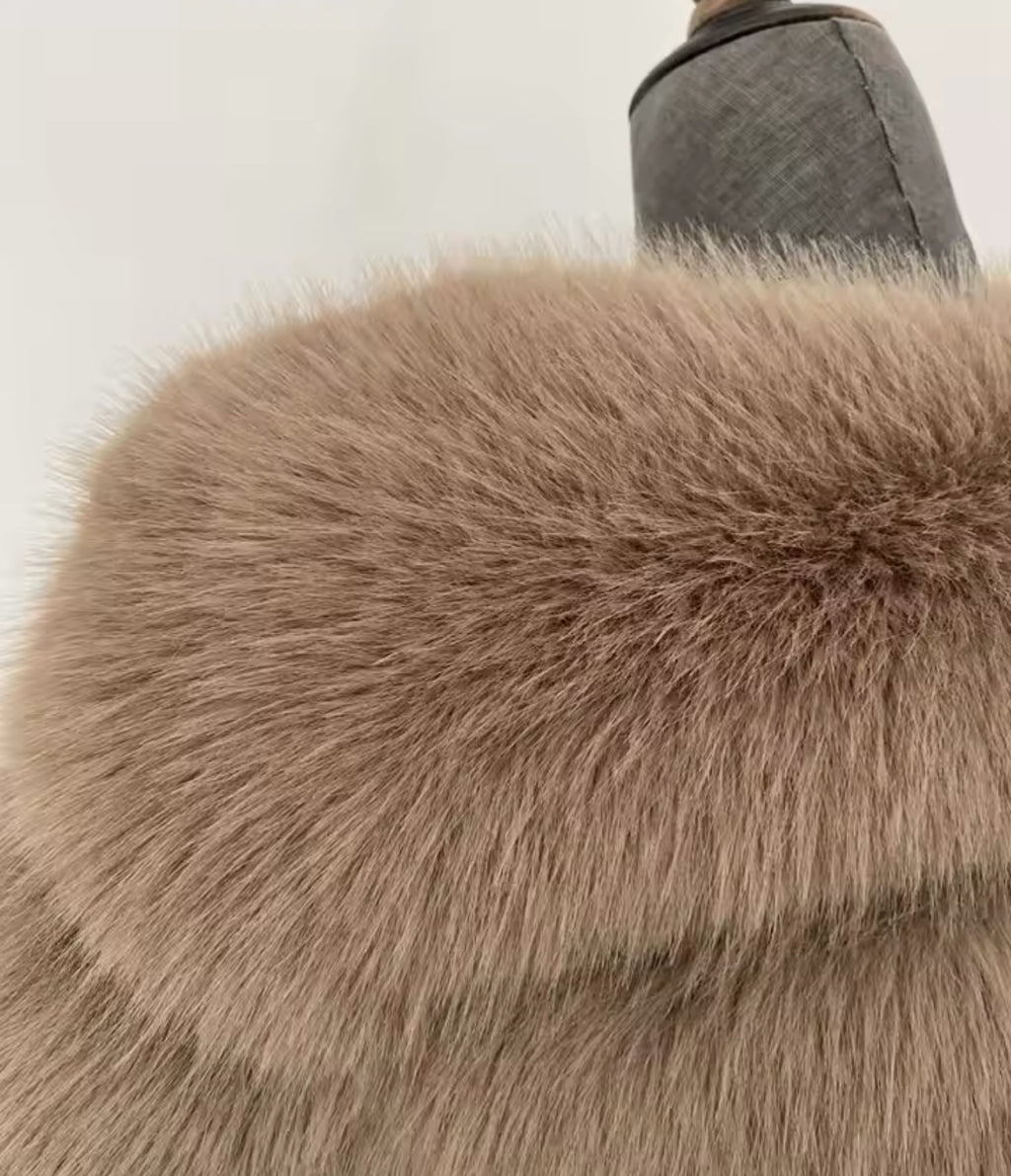 Vertical Full Sleeve Faux Fur Coat (2/4 Week Delivery)