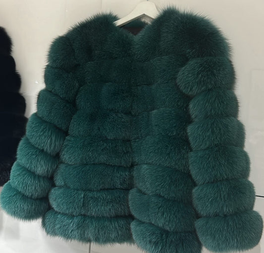 ‘Bottle Green Premium 8 Row Fox Fur 4in1 UK 12/14