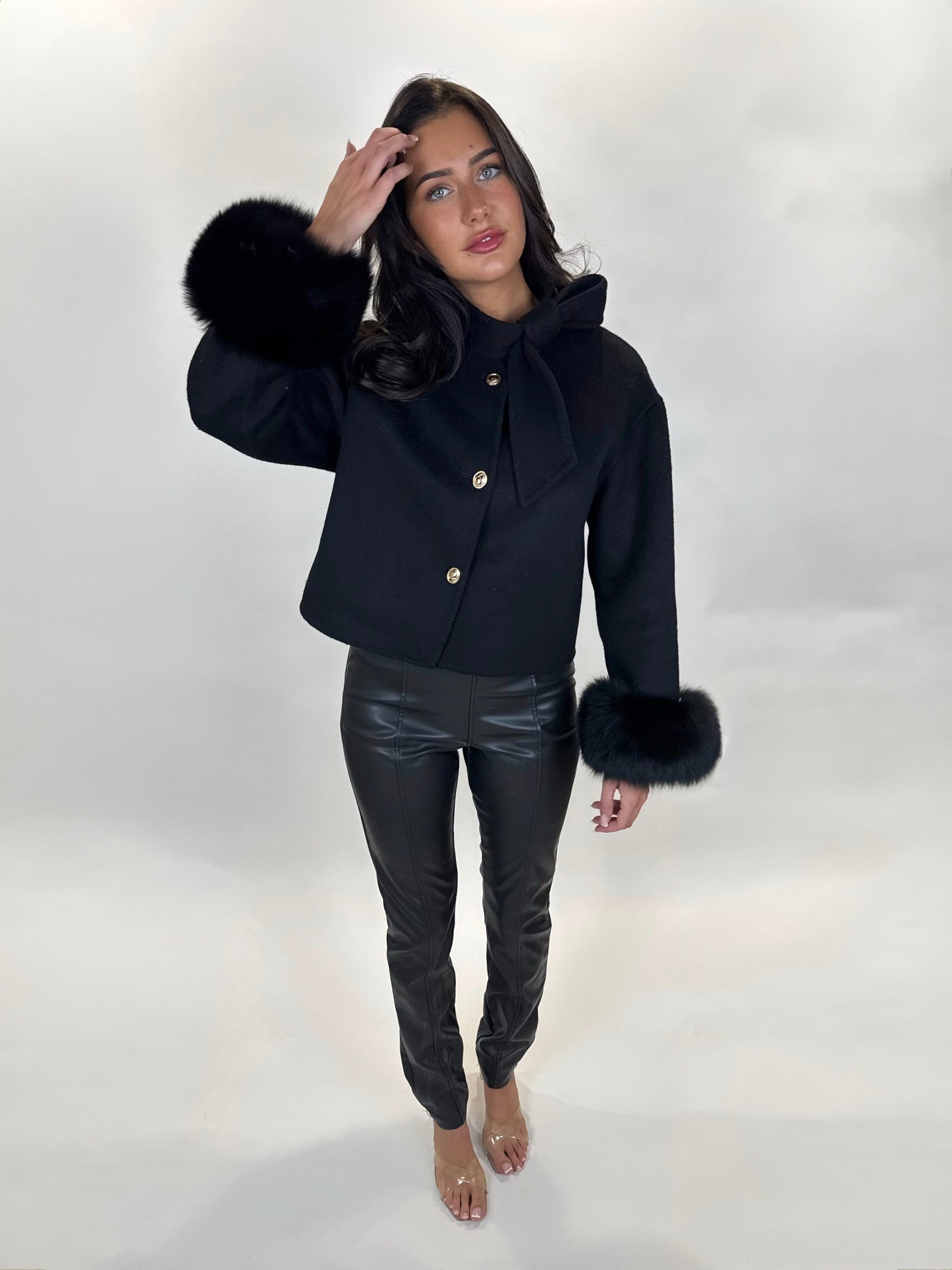 ‘Beaumont’ Wool Fox Fur Cuff Jacket