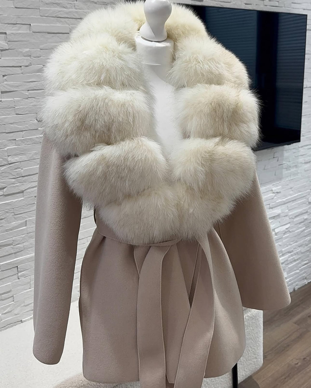 ‘Dolcie’ Short Fox Fur Trim Coat