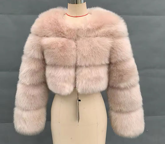 Extreme Cropped Body 3 Row Faux Fur Coat