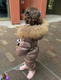 Real Raccoon Fur Kids Snowsuit