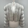 Vertical ‘Frost White’ Premium Full Sleeve Fox Fur Coat (10/18 Day Delivery)