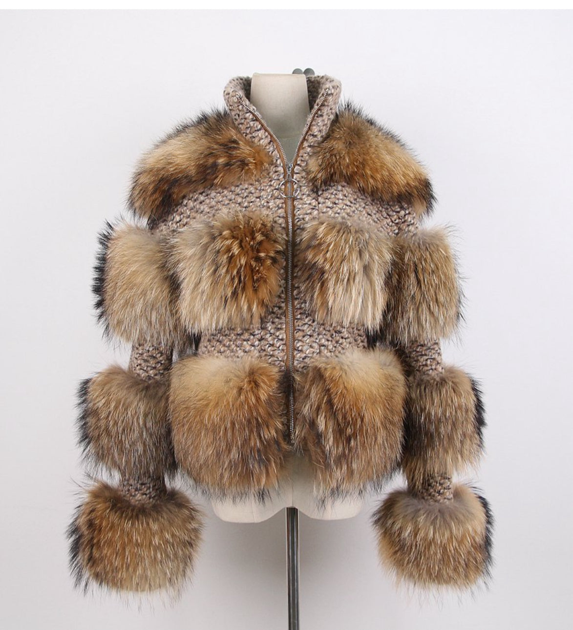 Raccoon x Tweed Fur Jacket