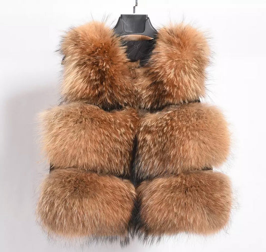 Raccoon 3 Row Fur Gilet [5/9 Day Delivery]